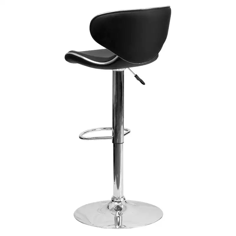 Flash Furniture Sgabello da bar contemporaneo accogliente con schienale medio in vinile, altezza regolabile e base cromata
