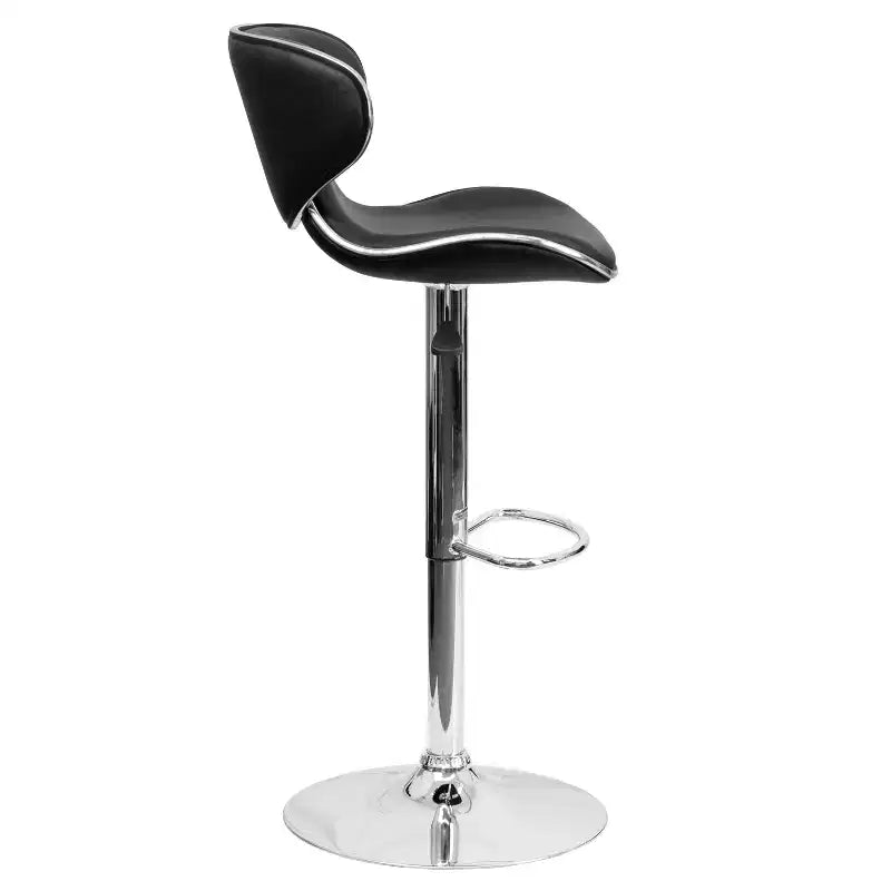 Flash Furniture Sgabello da bar contemporaneo accogliente con schienale medio in vinile, altezza regolabile e base cromata