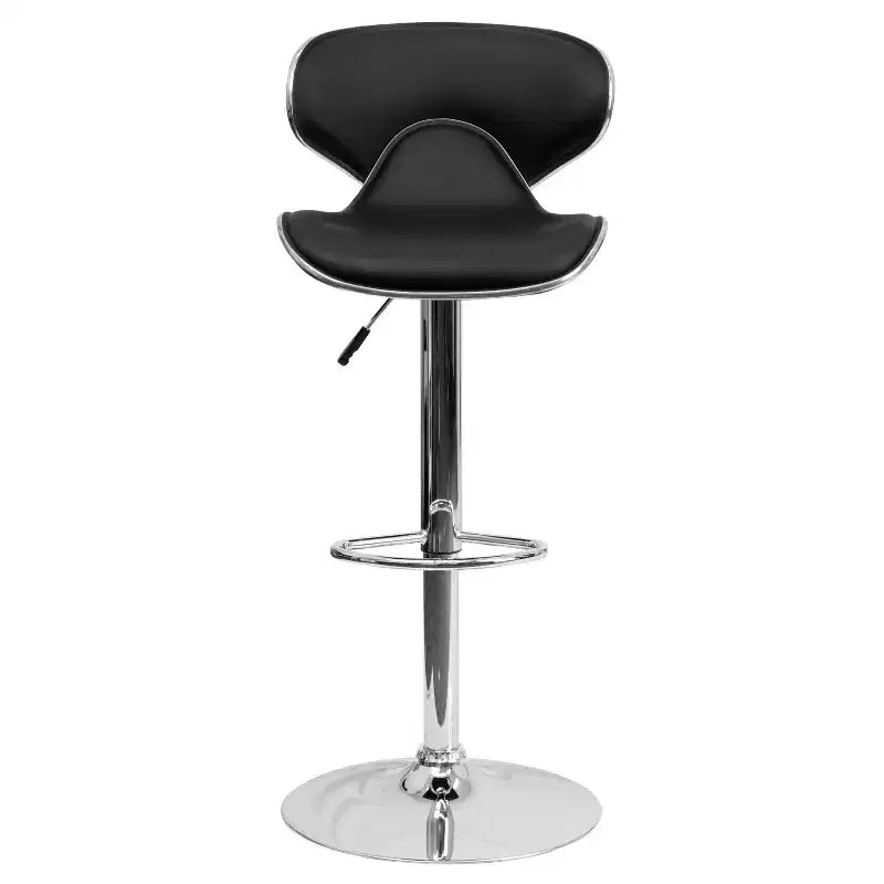 Flash Furniture Sgabello da bar contemporaneo accogliente con schienale medio in vinile, altezza regolabile e base cromata