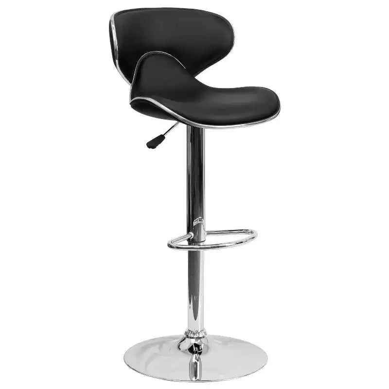 Flash Furniture Sgabello da bar contemporaneo accogliente con schienale medio in vinile, altezza regolabile e base cromata