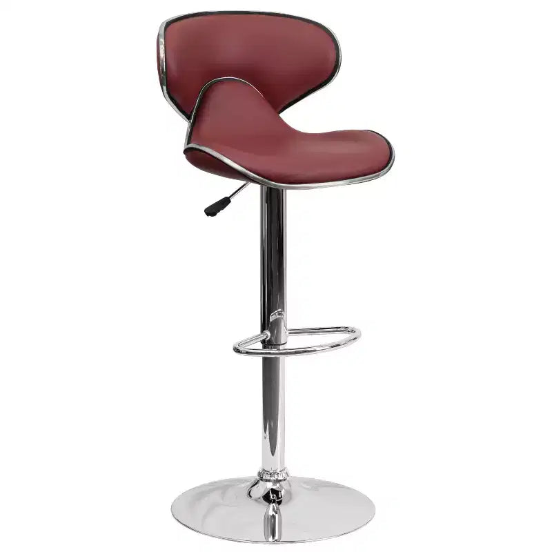 Flash Furniture Sgabello da bar contemporaneo accogliente con schienale medio in vinile, altezza regolabile e base cromata