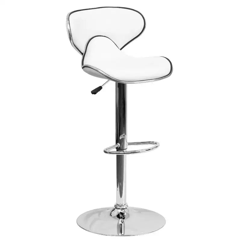 Flash Furniture Sgabello da bar contemporaneo accogliente con schienale medio in vinile, altezza regolabile e base cromata