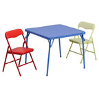 Set Tavolo e Sedie Pieghevoli per Bambini 3 Pezzi – Nero / Blu / Beige / Bianco, Posti a sedere per 2
