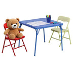 Set Tavolo e Sedie Pieghevoli per Bambini 3 Pezzi – Nero / Blu / Beige / Bianco, Posti a sedere per 2