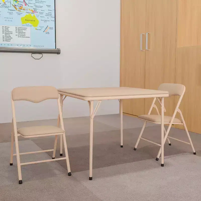 Set Tavolo e Sedie Pieghevoli per Bambini 3 Pezzi – Nero / Blu / Beige / Bianco, Posti a sedere per 2