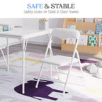 Set Tavolo e Sedie Pieghevoli per Bambini 3 Pezzi – Nero / Blu / Beige / Bianco, Posti a sedere per 2