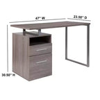 Scrivania industriale cenere scura / cenere chiara con 2 cassetti, telaio in metallo, 1 persona