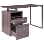Scrivania industriale cenere scura / cenere chiara con 2 cassetti, telaio in metallo, 1 persona
