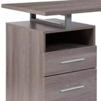 Scrivania industriale cenere scura / cenere chiara con 2 cassetti, telaio in metallo, 1 persona