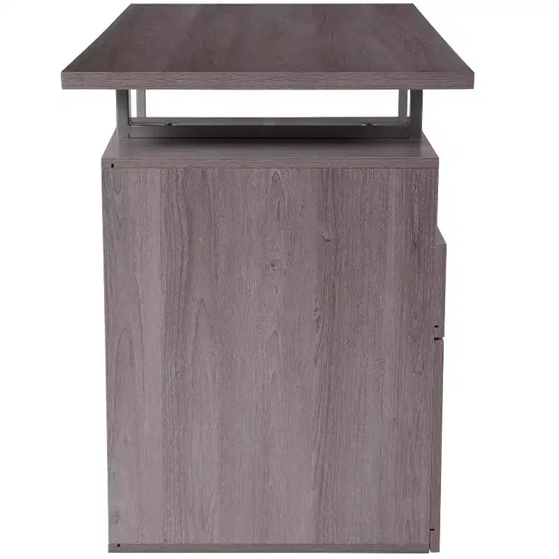 Scrivania industriale cenere scura / cenere chiara con 2 cassetti, telaio in metallo, 1 persona
