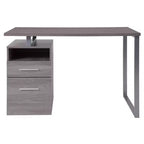 Scrivania industriale cenere scura / cenere chiara con 2 cassetti, telaio in metallo, 1 persona