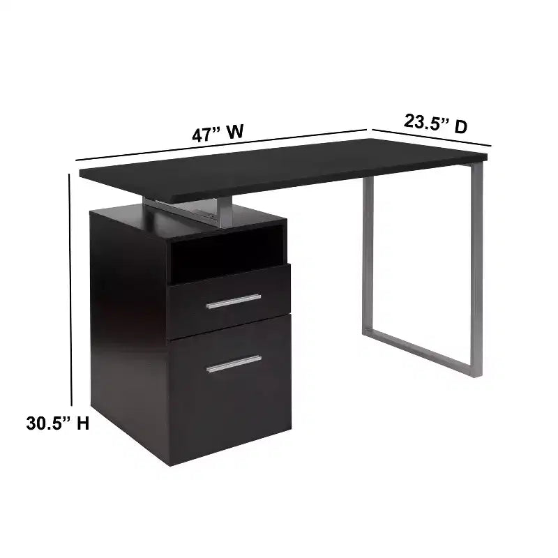 Scrivania industriale cenere scura / cenere chiara con 2 cassetti, telaio in metallo, 1 persona