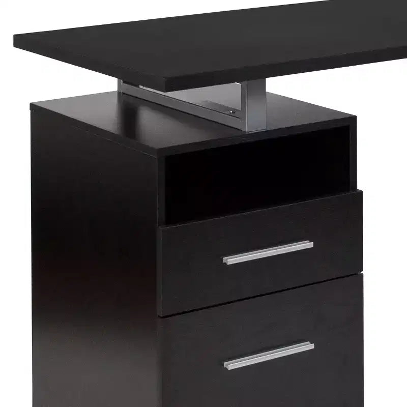 Scrivania industriale cenere scura / cenere chiara con 2 cassetti, telaio in metallo, 1 persona