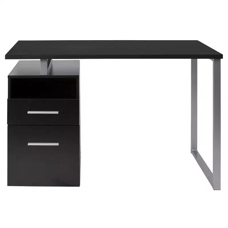 Scrivania industriale cenere scura / cenere chiara con 2 cassetti, telaio in metallo, 1 persona