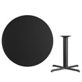 Tavolo da pranzo rotondo in laminato nero / naturale / mogano / noce, 5 posti, base a croce