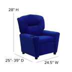 Beige/Nero/Blu/Rosa/Rosso/Marrone/Mimetico, Vinile/Microfibra/Pelle sintetica/Tessuto, Poltrona reclinabile per bambini con portabicchieri, 1 posto