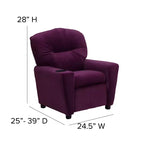 Beige/Nero/Blu/Rosa/Rosso/Marrone/Mimetico, Vinile/Microfibra/Pelle sintetica/Tessuto, Poltrona reclinabile per bambini con portabicchieri, 1 posto