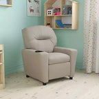 Beige/Nero/Blu/Rosa/Rosso/Marrone/Mimetico, Vinile/Microfibra/Pelle sintetica/Tessuto, Poltrona reclinabile per bambini con portabicchieri, 1 posto