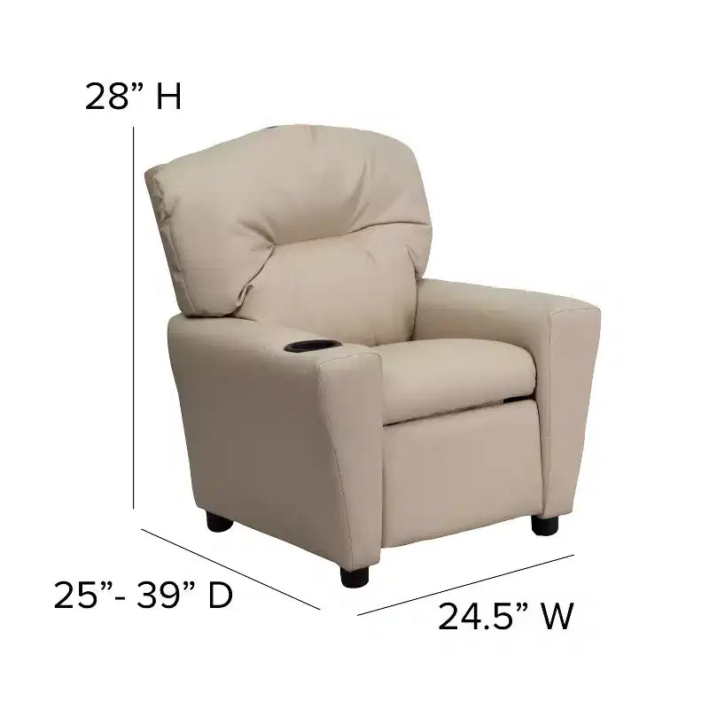 Beige/Nero/Blu/Rosa/Rosso/Marrone/Mimetico, Vinile/Microfibra/Pelle sintetica/Tessuto, Poltrona reclinabile per bambini con portabicchieri, 1 posto