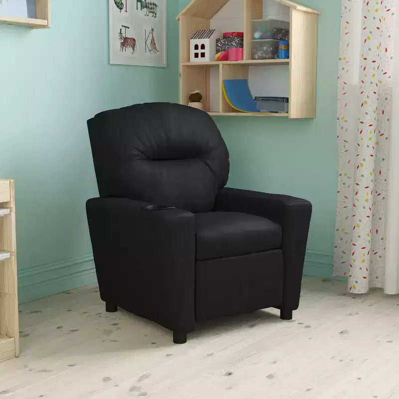 Beige/Nero/Blu/Rosa/Rosso/Marrone/Mimetico, Vinile/Microfibra/Pelle sintetica/Tessuto, Poltrona reclinabile per bambini con portabicchieri, 1 posto