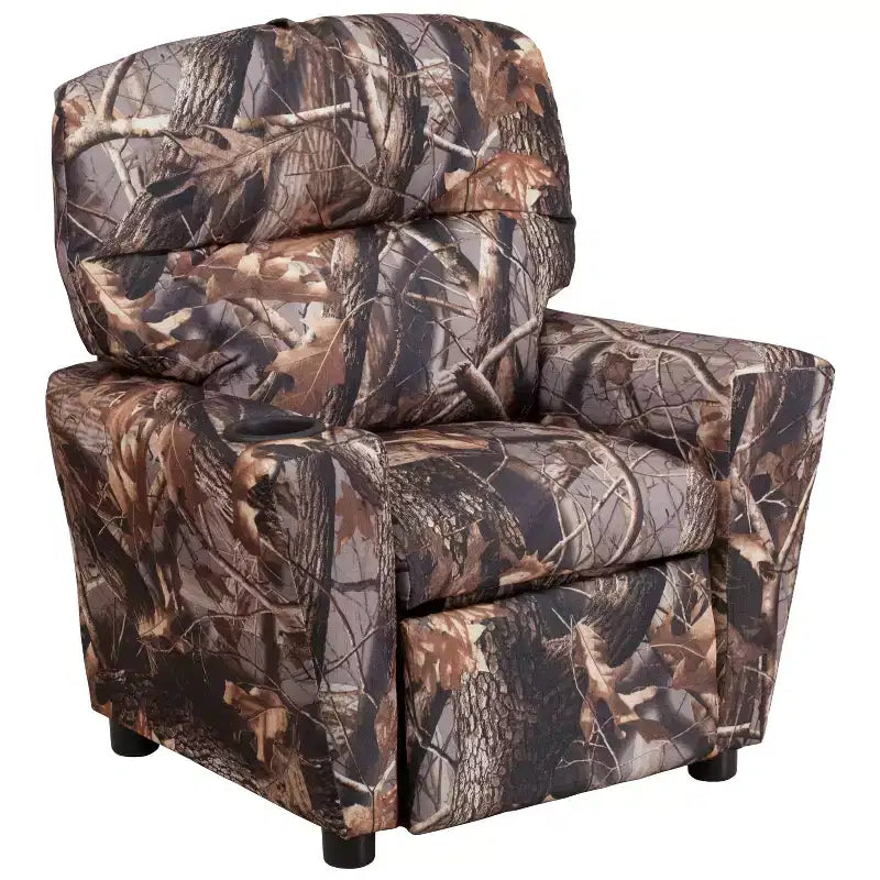 Beige/Nero/Blu/Rosa/Rosso/Marrone/Mimetico, Vinile/Microfibra/Pelle sintetica/Tessuto, Poltrona reclinabile per bambini con portabicchieri, 1 posto