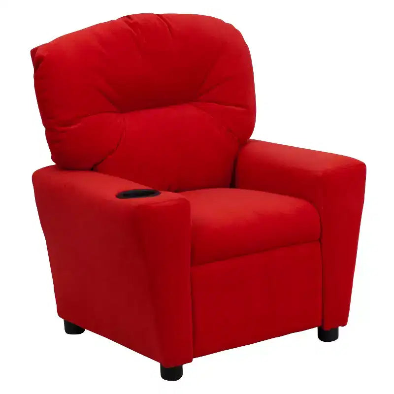 Beige/Nero/Blu/Rosa/Rosso/Marrone/Mimetico, Vinile/Microfibra/Pelle sintetica/Tessuto, Poltrona reclinabile per bambini con portabicchieri, 1 posto