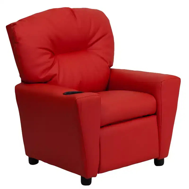 Beige/Nero/Blu/Rosa/Rosso/Marrone/Mimetico, Vinile/Microfibra/Pelle sintetica/Tessuto, Poltrona reclinabile per bambini con portabicchieri, 1 posto