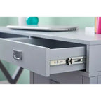 Scrivania con vano laterale grigio/blu scuro/bianco a 4 cassetti, 1 persona