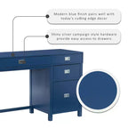 Scrivania con vano laterale grigio/blu scuro/bianco a 4 cassetti, 1 persona