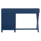 Scrivania con vano laterale grigio/blu scuro/bianco a 4 cassetti, 1 persona