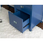 Scrivania con vano laterale grigio/blu scuro/bianco a 4 cassetti, 1 persona