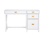 Scrivania con vano laterale grigio/blu scuro/bianco a 4 cassetti, 1 persona