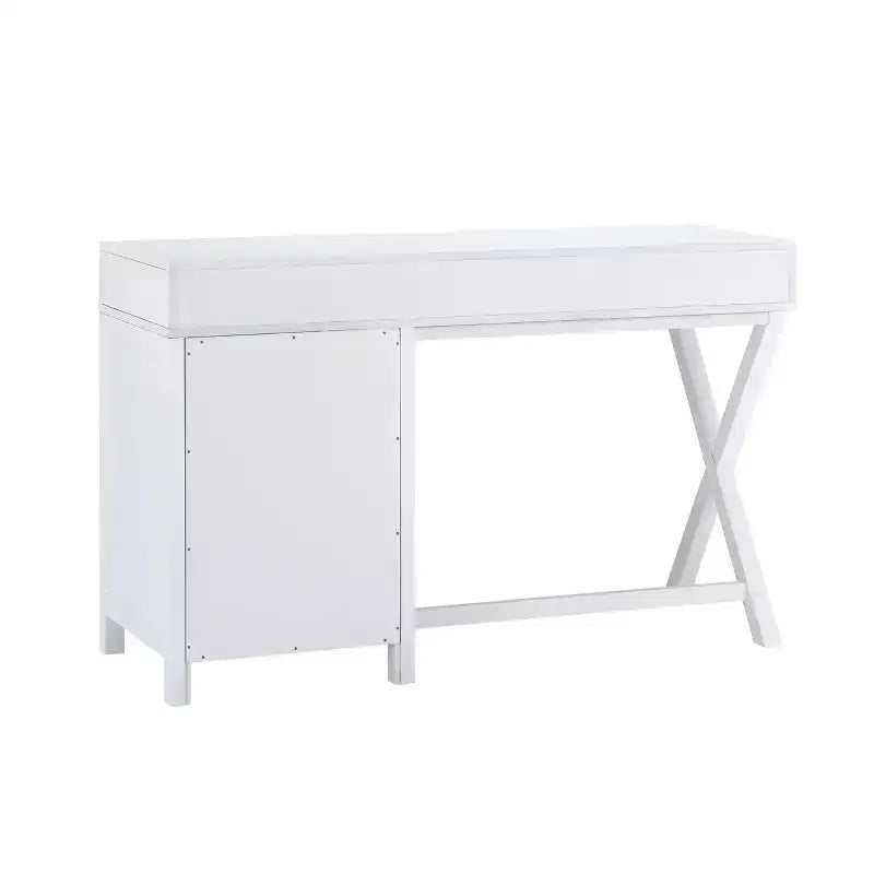 Scrivania con vano laterale grigio/blu scuro/bianco a 4 cassetti, 1 persona
