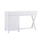 Scrivania con vano laterale grigio/blu scuro/bianco a 4 cassetti, 1 persona