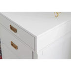 Scrivania con vano laterale grigio/blu scuro/bianco a 4 cassetti, 1 persona