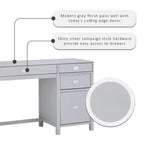 Scrivania con vano laterale grigio/blu scuro/bianco a 4 cassetti, 1 persona