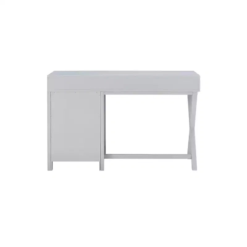 Scrivania con vano laterale grigio/blu scuro/bianco a 4 cassetti, 1 persona