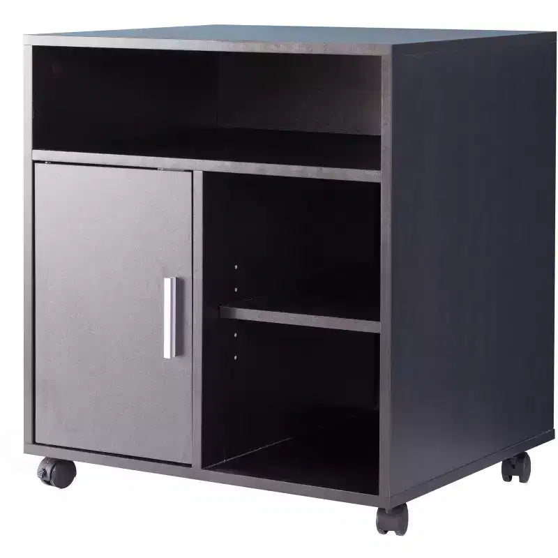 Espositore marrone/bianco su ruote con rotelle, montaggio da 1 persona
