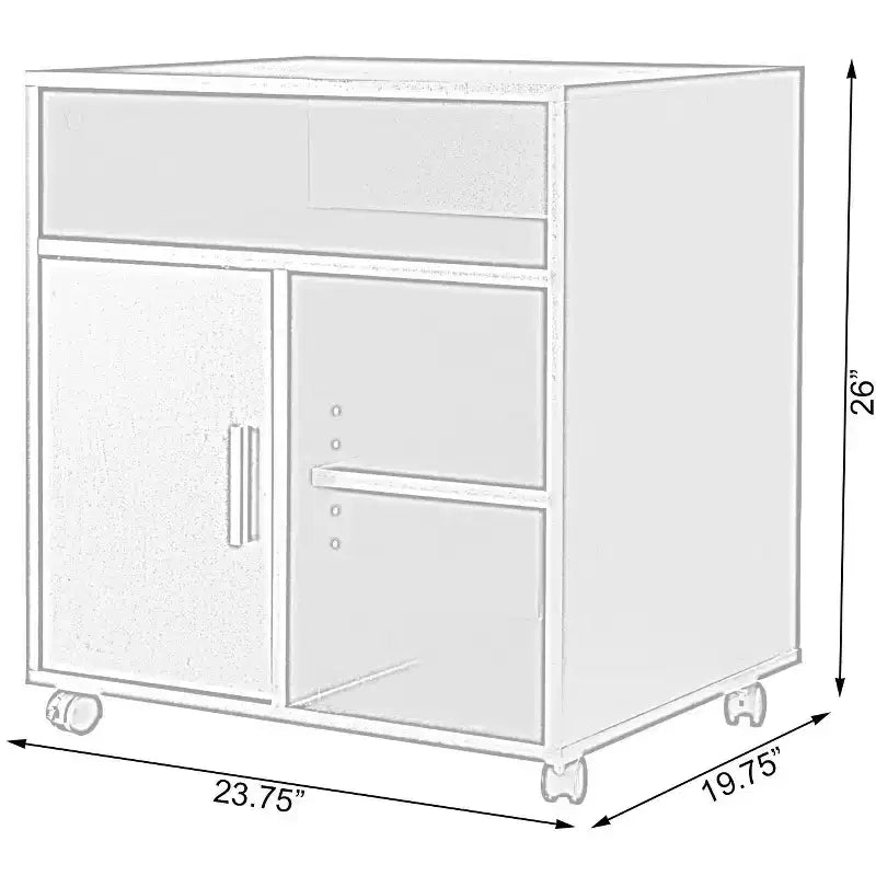 Espositore marrone/bianco su ruote con rotelle, montaggio da 1 persona