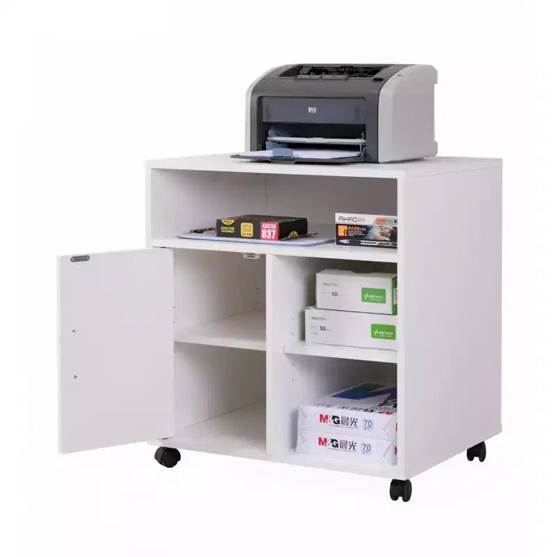 Espositore marrone/bianco su ruote con rotelle, montaggio da 1 persona