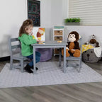 Set per bambini composto da tavolo in legno massello e 2 sedie - grigio / naturale / bianco - 2 posti