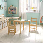 Set per bambini composto da tavolo in legno massello e 2 sedie - grigio / naturale / bianco - 2 posti