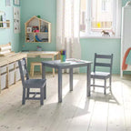 Set per bambini composto da tavolo in legno massello e 2 sedie - grigio / naturale / bianco - 2 posti