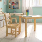 Set per bambini composto da tavolo in legno massello e 2 sedie - grigio / naturale / bianco - 2 posti