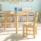 Set per bambini composto da tavolo in legno massello e 2 sedie - grigio / naturale / bianco - 2 posti