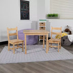 Set per bambini composto da tavolo in legno massello e 2 sedie - grigio / naturale / bianco - 2 posti