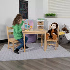 Set per bambini composto da tavolo in legno massello e 2 sedie - grigio / naturale / bianco - 2 posti