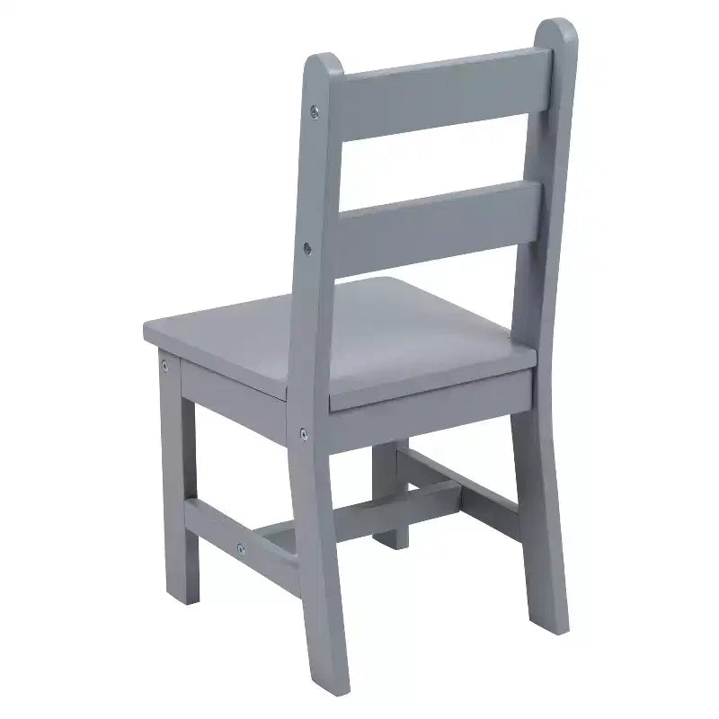 Set 3 pezzi tavolo e 2 sedie per bambini in legno massello – Grigio / Naturale / Bianco – 2 posti