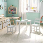 Set per bambini composto da tavolo in legno massello e 2 sedie - grigio / naturale / bianco - 2 posti