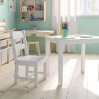 Set per bambini composto da tavolo in legno massello e 2 sedie - grigio / naturale / bianco - 2 posti